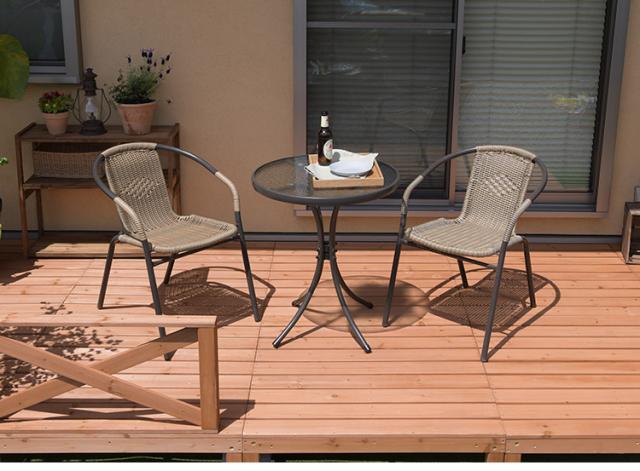 ラタン調 ガーデン 5点セット ガーデンチェア4脚 ガラステーブル