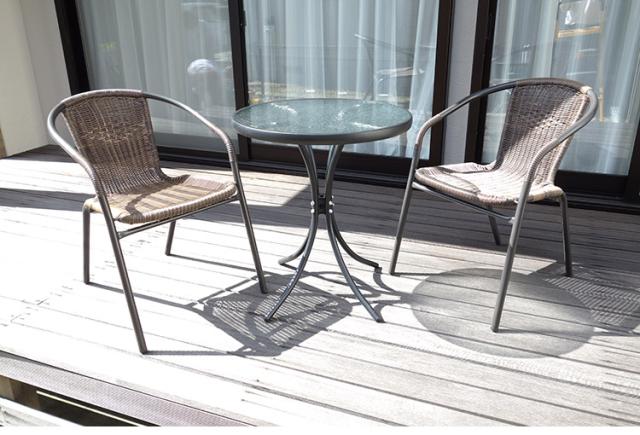 ベランダ ガーデン用2脚おしゃれラタン調チェアブラック ラタン調ガーデンチェア 2脚セット ブラック ガーデンチェア ラタン