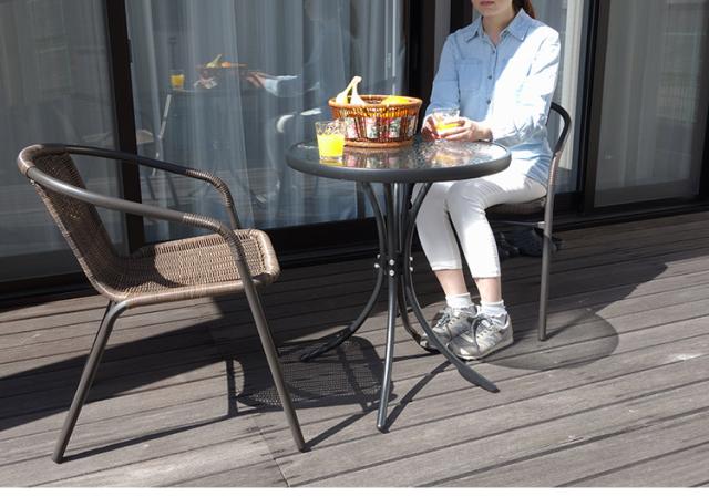 ラタン調ガーデンチェア 4脚セット ブラック ガーデンチェア ラタン ベランダチェア スタッキング可能 テラス バルコニー ガーデンファニチャー おしゃれ カフェ風(代引不可)【送料無料】_7