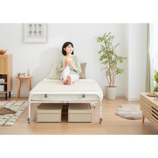 折りたたみすのこベッド シングル 折りたたみベッド すのこタイプ キャスター付き 通気性 ベッド コンパクト 省スペース 一人暮らし ワンルーム 北欧 湿気 対策 スノコベッド(代引不可)【送_2