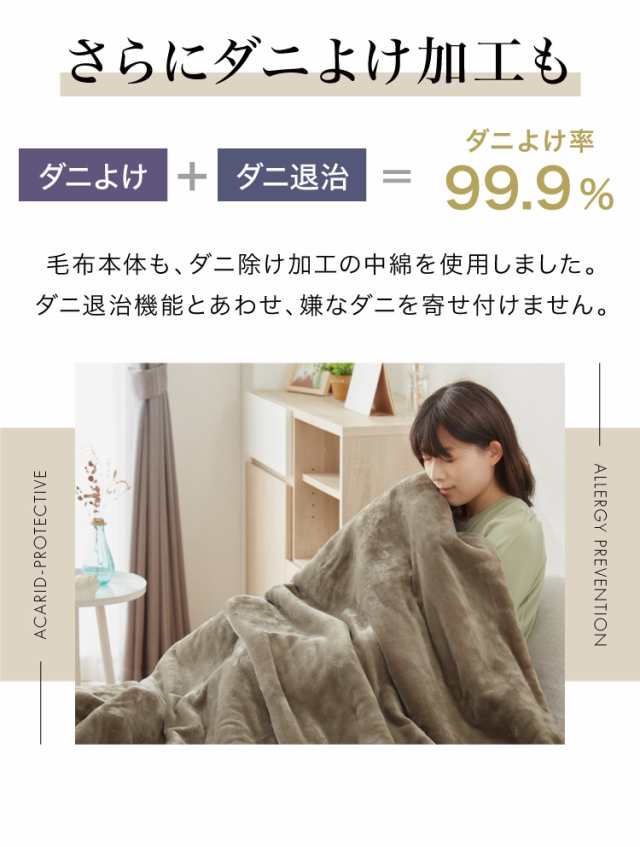 フランネル 電気掛け敷き毛布 188×130cm 消臭 デオテックス 本体丸洗い