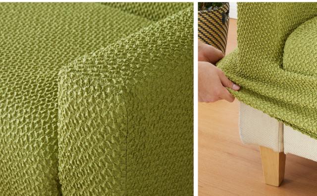 ソファーカバー 1人掛け 肘掛・背もたれ一体型 ウエーブ生地 洗える