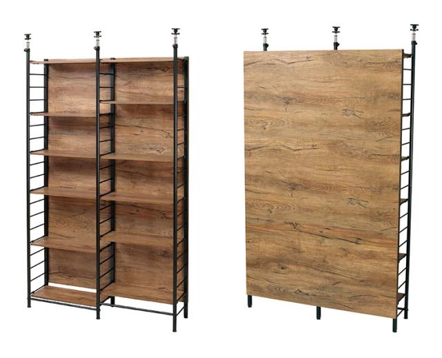 スクリーンラック ブラウン ナチュラル 壁面収納 パーテーション