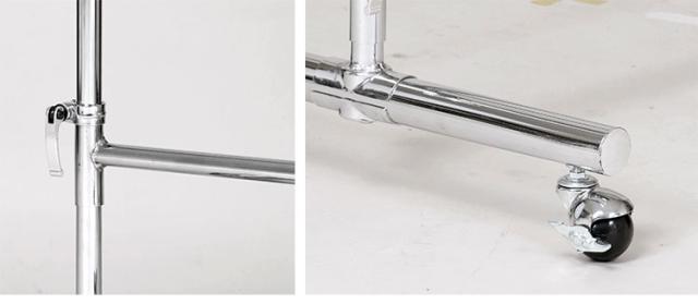 ストロングタフハンガー 耐荷重100kg ハンガーラック スチール メッキ パイプハンガー キャスター スリム コート ジーンズ ズボン 2段 玄関 収納 組立式 押入れ(代引不可)【送料無料】_2