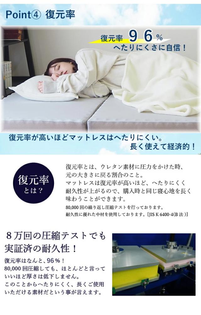 アキレス Achilles マットレス 調湿機能付き高反発三つ折りマットレス 日本製 高反発 3つ折り 厚さ10cm 体圧分散 通気 三つ折り ごろ寝 敷布団 折り畳み 高反発マットレス ベッドマットレス(代引不可)【送料無料】_10