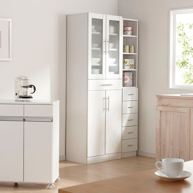 隙間収納 すき間収納 幅20cm スリム 鏡面仕上げ 白 ホワイト キッチン収納 食器棚 リビング収納 ランドリー収納(代引不可)【送料無料】