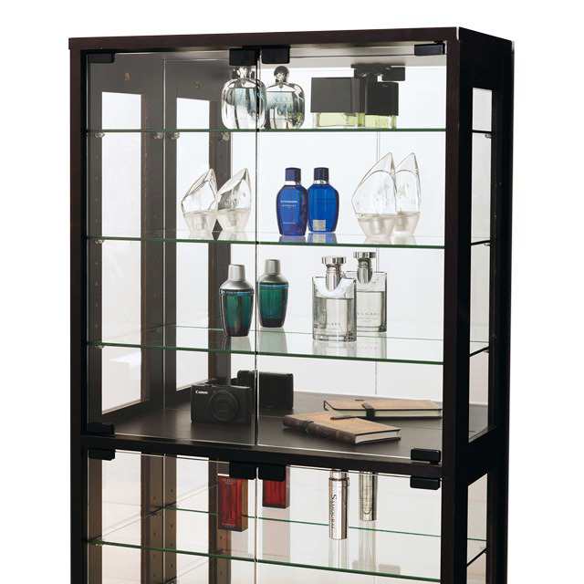 コレクションケース 幅60 高さ120 背面ミラー ガラス棚 コレクション