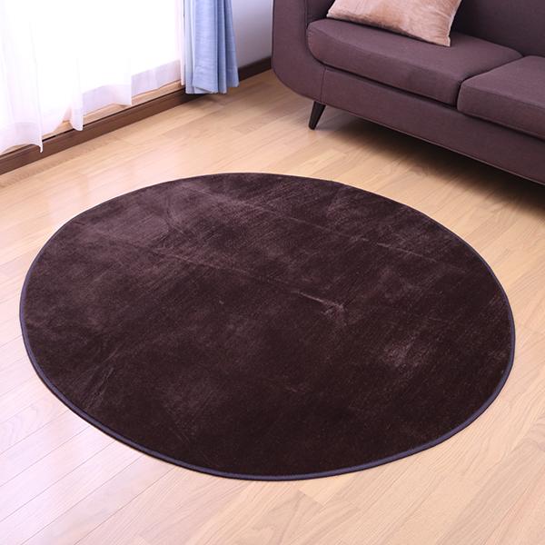 ブラウン洗えるラグマット ホットカーペット 丸型140cm （Mサイズ） ラグ 丸 円形 140cm シャギーラグ ラグマット オール