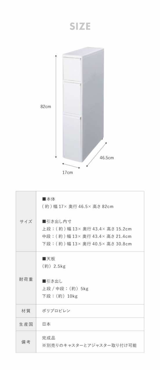 ライクイット ( like-it ) キッチン収納 すき間 引出し スリム 3段 幅