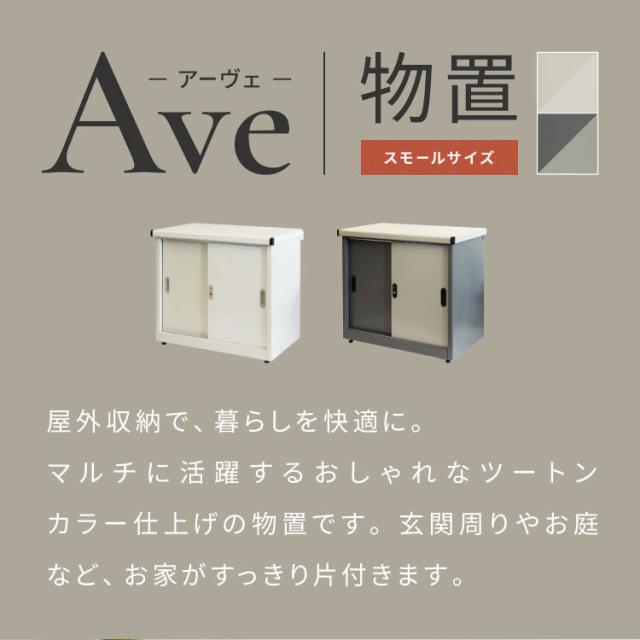 物置 Ave スモール 存在感 幅80.5cm コンパクトサイズ 収容力 収納力 可動棚板 高さ調整可能 20段階 スライド扉 鍵付き 盗難防止 水穴付き 転倒防止設計 錆びにくい ガルバナイズド加工(代引不_1