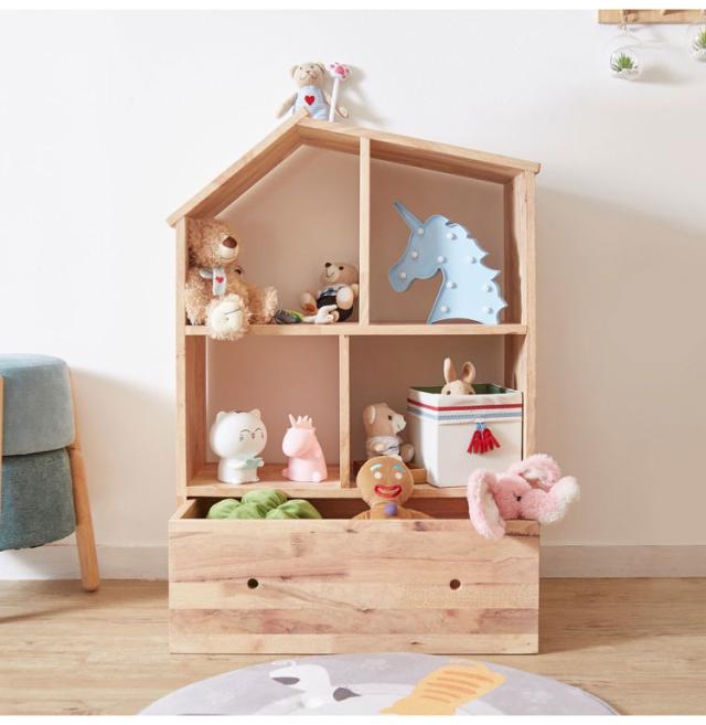 オープンシェルフ 幅74cm 高さ100cm 天然木 子供部屋 収納家具