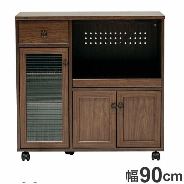 キッチンカウンター 幅90cm レンジ台 キャスター付き 炊飯器