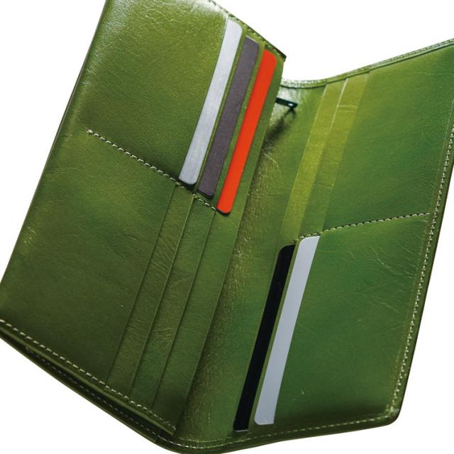 手塗りオイルレザー ササマチ長財布 TA36-03 財布 グリーン(代引不可