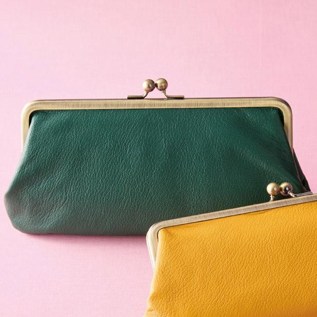 牛革親子がま口長財布 グリーン 8184-03(代引不可)【送料無料】の通販は