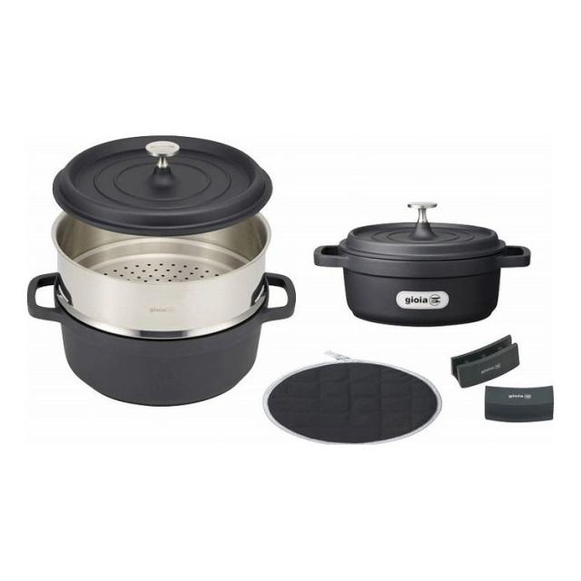 キャセロール&蒸し器5点セット キャセロール&蒸し器5点セット アルミ鍋｜アルミ鍋｜gioia