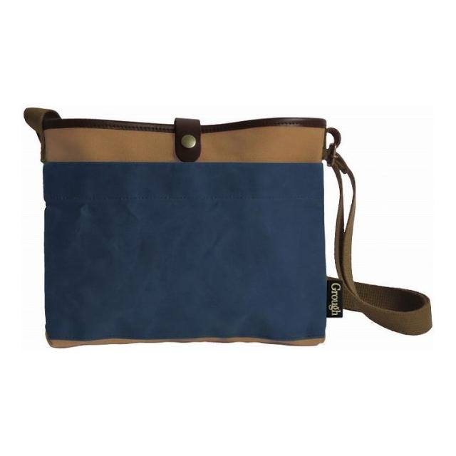 そだてる帆布Grough パラフィン加工帆布×レザー サコッシュ ネイビー×ブラウン GRH50800-NV(代引不可)【送料無料】
