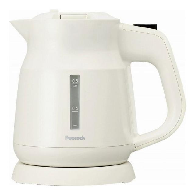 ピーコック 電気ケトル0.8L ホワイト WGK-08 W(代引不可)【送料無料】
