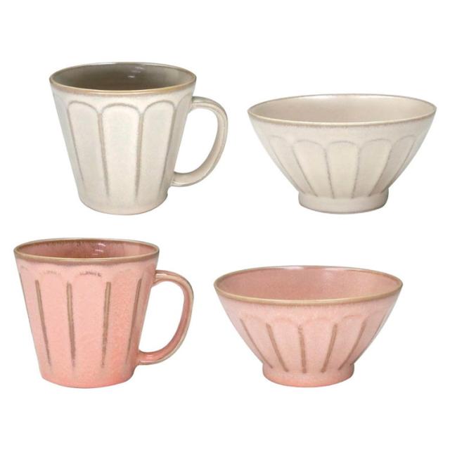 マグ&飯碗ペア フルート 洋陶器 FLT-4004AW(代引不可)【送料無料】