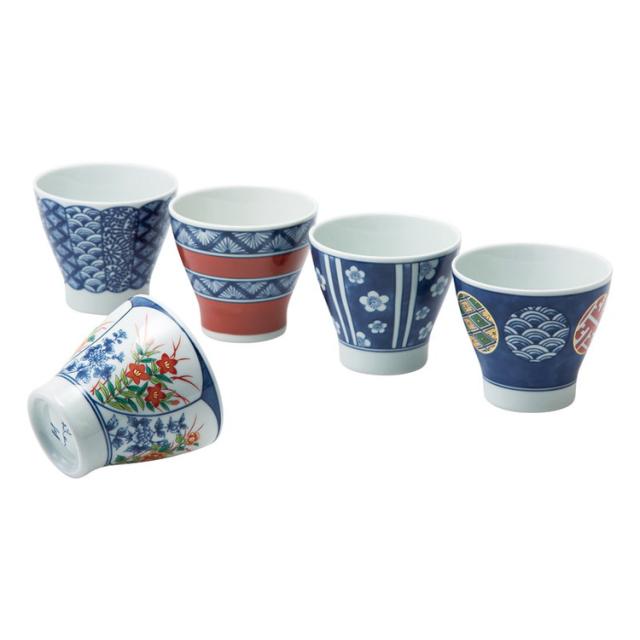 染錦文様 カップ5客揃 波佐見焼 和陶器 20636(代引不可)【送料無料】