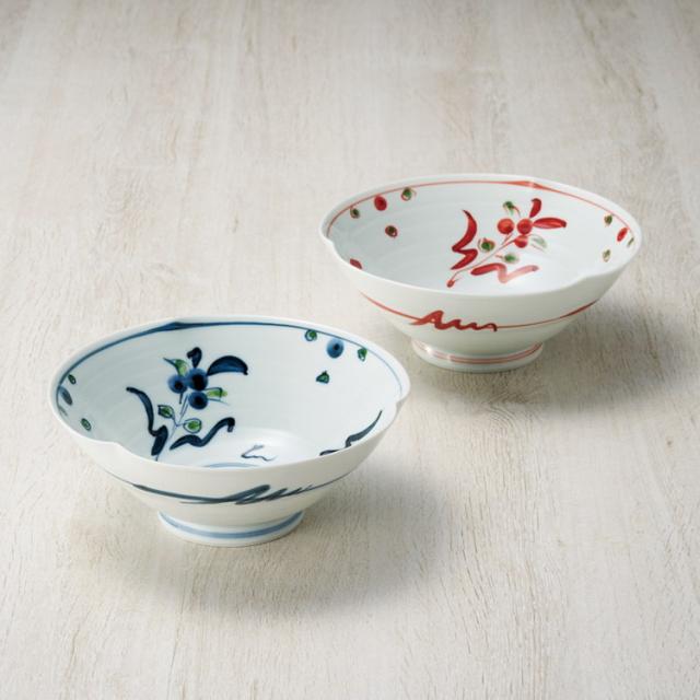 万歴 手描き6寸多用鉢ペア 波佐見焼 和陶器 20594(代引不可)【