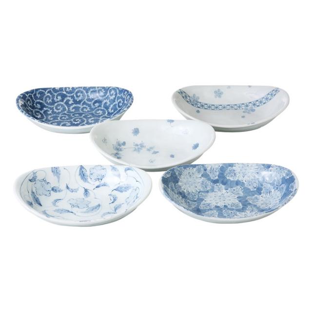 染付絵変り カレー皿5枚揃 美濃焼 和陶器 31820(代引不可)【送料無料】