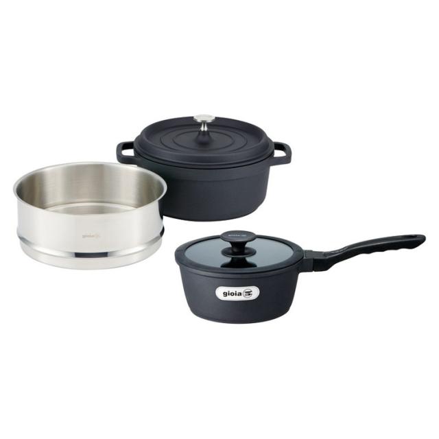 ソースパン&蒸し器セット ジョイア 調理用品 XC-24BK-KSS(代引不可)【送料無料】