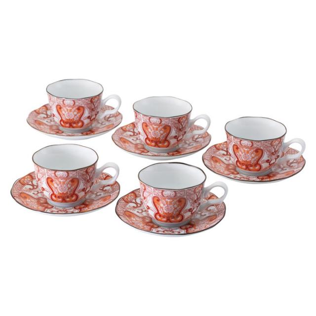 エレガンス珈琲碗皿5客揃 和陶器 31042(代引不可)【送料無料】