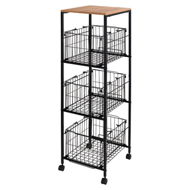 持ち運べるバスケット3段ストッカー 収納用品 BS-K1335(代引不可)【送料無料】