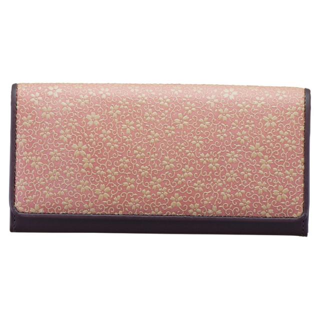 草木染め印伝 つた桜柄長財布 財布 8181-16(代引不可)【送料無料】