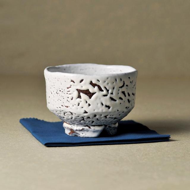 原節夫作 白萩楽形茶碗 萩焼 和陶器 節夫-41(代引不可)【送料無料】