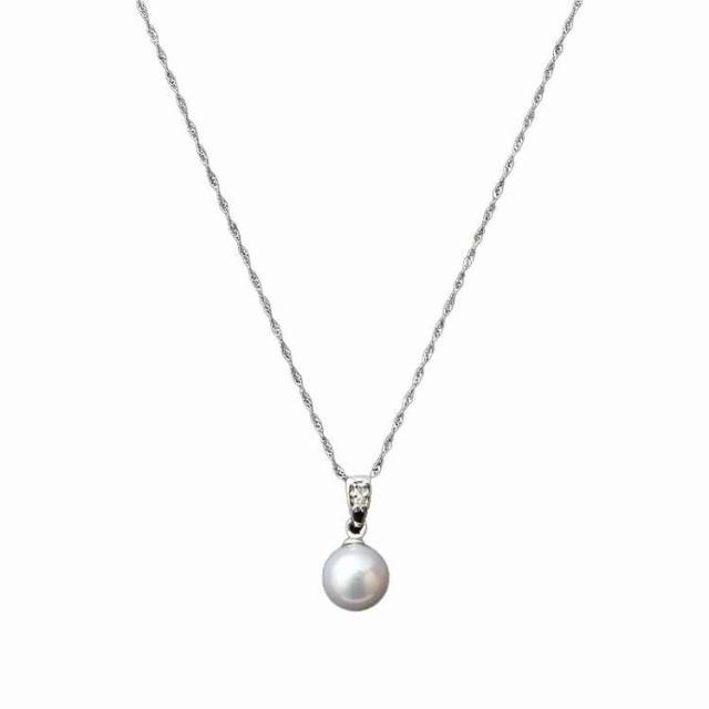 プラチナ本真珠ペンダント ダイヤモンド入 装身具 S8069(代引不可)【送料無料】