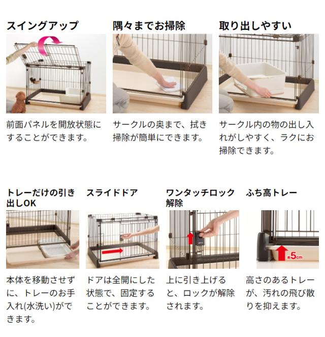 [mk_さん用]Richell 犬用ケージ 90-60 前面パネル開放　屋根付き リッチェル（Richell） もっとお掃除簡単ペットサークル【屋根面セット