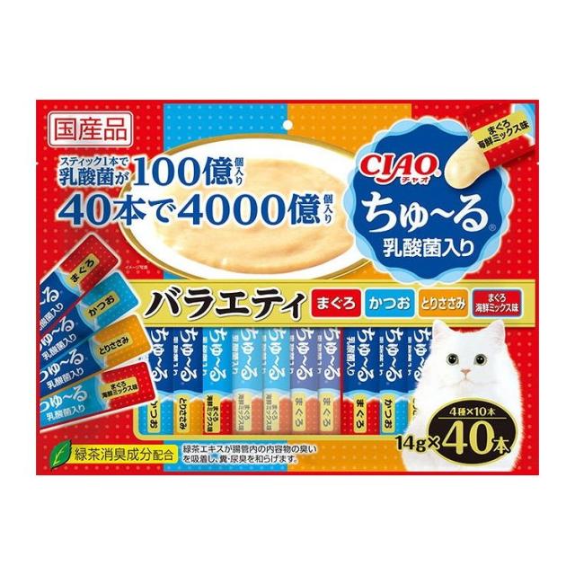 【4個セット】 CIAO ちゅ~る 乳酸菌入り バラエティ 14g×40本 x4【送料無料】
