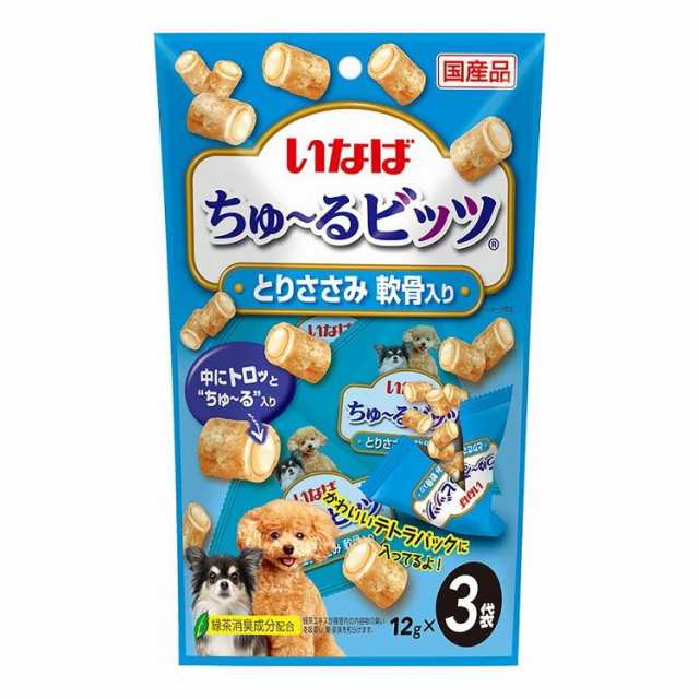 【24個セット】 いなば ちゅ~るビッツ とりささみ 軟骨入り 12g×3袋 x24【送料無料】の通販は