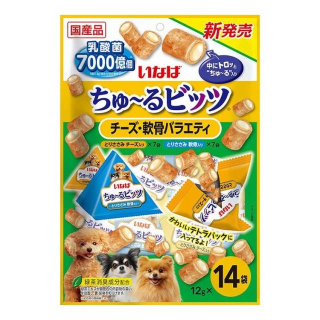 【8個セット】 いなば ちゅ~るビッツ チーズ・軟骨バラエティ 12g×14袋 x8【送料無料】