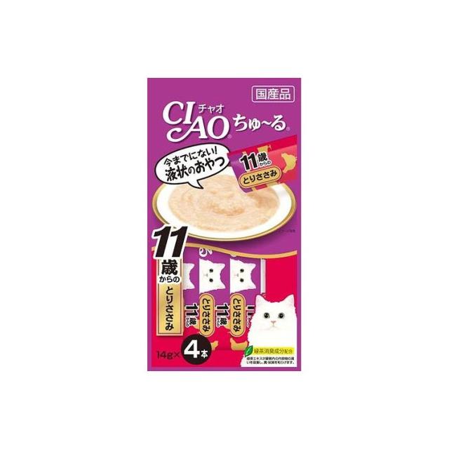 【24個セット】 CIAO ちゅ~る 11歳からのとりささみ 14g×4本 x24【送料無料】