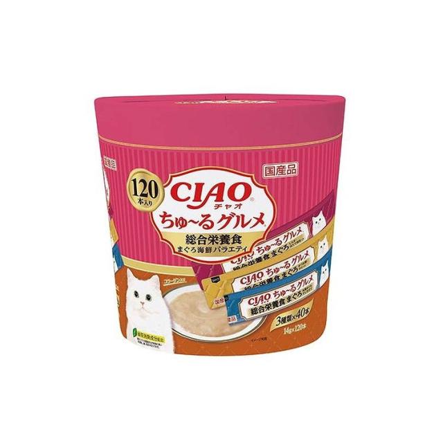 【2個セット】 CIAO ちゅ~るグルメ 総合栄養食 まぐろ海鮮ミックス味 14g×120本 x2【送料無料】の通販は