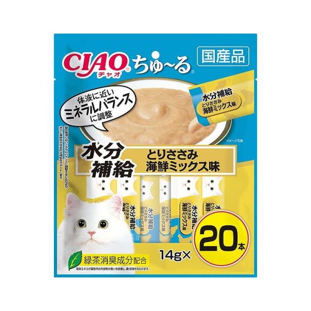 【4個セット】 CIAO ちゅ~る 水分補給 とりささみ 海鮮ミックス味 14g×20本 x4【送料無料】の通販は 4,572円