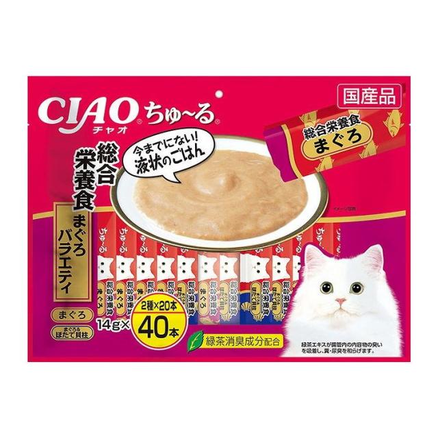 【4個セット】 CIAO ちゅ~る 総合栄養食 まぐろバラエティ 14g×40本 x4【送料無料】