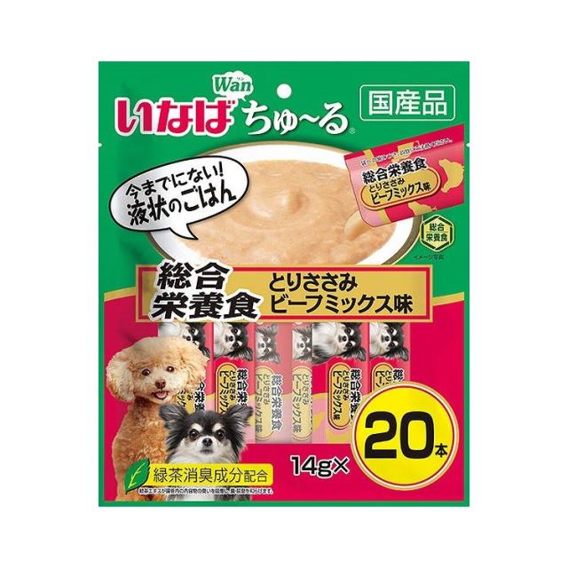 【8個セット】 いなば ちゅ~る 総合栄養食 とりささみ ビーフミックス味 14g×20本 x8【送料無料】