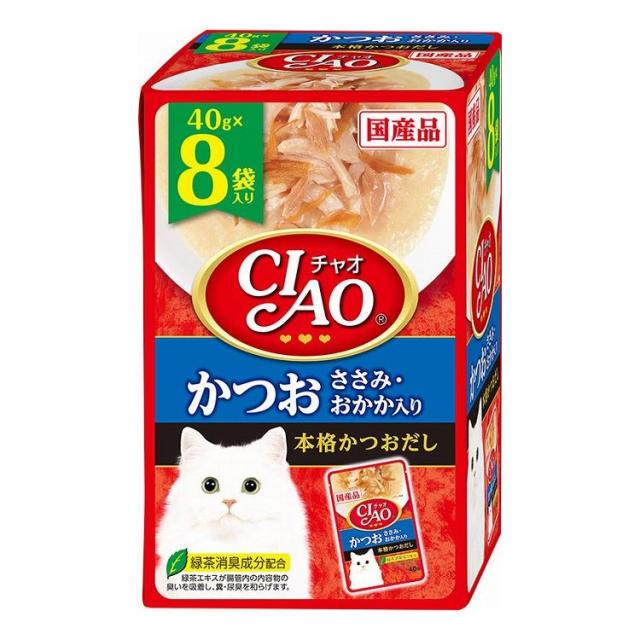 【12個セット】 CIAO パウチ かつお ささみ・おかか入り 40g×8袋 x12【送料無料】