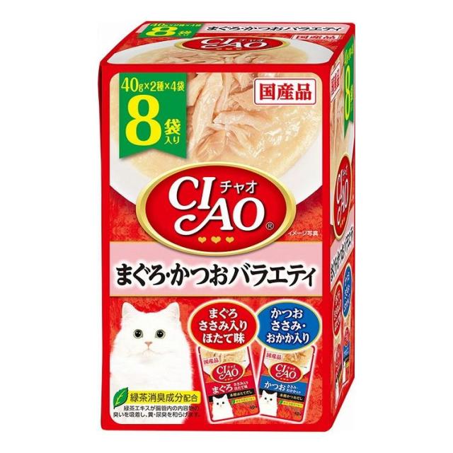 【8個セット】 CIAO パウチ まぐろ・かつおバラエティ 40g×8袋 x8【送料無料】の通販は 5,524円