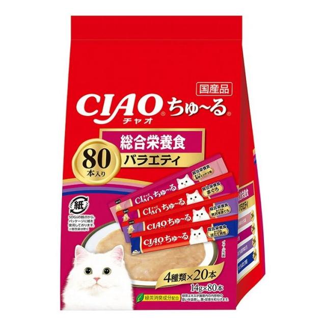 【2個セット】 CIAO ちゅ~る 総合栄養食バラエティ 14g×80本 x2【送料無料】
