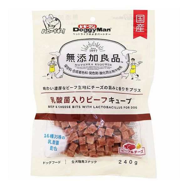 【36個セット】 ドギーマン 無添加良品 乳酸菌入りビーフキューブ 240g x36【送料無料】の通販は