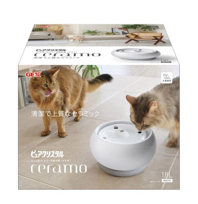 ジェックス 犬猫兼用 ピュアクリスタル セラモ 1.8L ホワイト セラミック 給水器 水飲み器 水飲み 給水機 自動 ペット用給水器 USB 静音 静か 犬用 猫用 犬 猫 ペット用 GEX【送料無料】_5