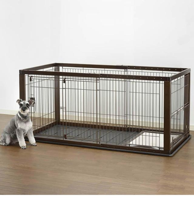 リッチェル 犬用 サークル ケージ 伸縮できる 幅90~154cm 11段階調整 木製 スライドペットサークル ワイド 木目 木目調 ウッド ハウス ゲージ 小型犬 超小型犬 Richell【送料無料】