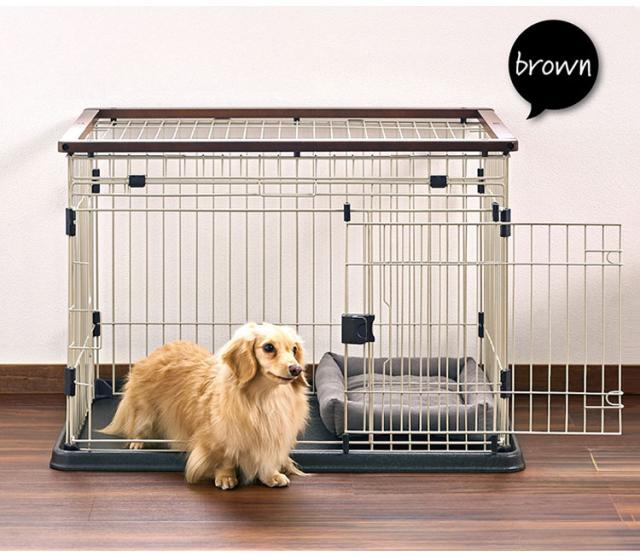 ボンビアルコン 犬用 ケージ サークル スライドドア & ペットレー クリアメッシュ S 木製 ウッド調 屋根付き 犬用ケージ ゲージ ハウス 横開き 木目 小型 コンパクト ウッドワン スライドドアサークル【送料無料】_5