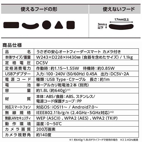 マルカン うさぎの安心 オートフィーダー スマート カメラ付き 自動 エサ ご飯 給餌器 自動給餌機 見守りカメラ お留守番 在宅 うさぎ うさぎ用 小動物【送料無料】_4