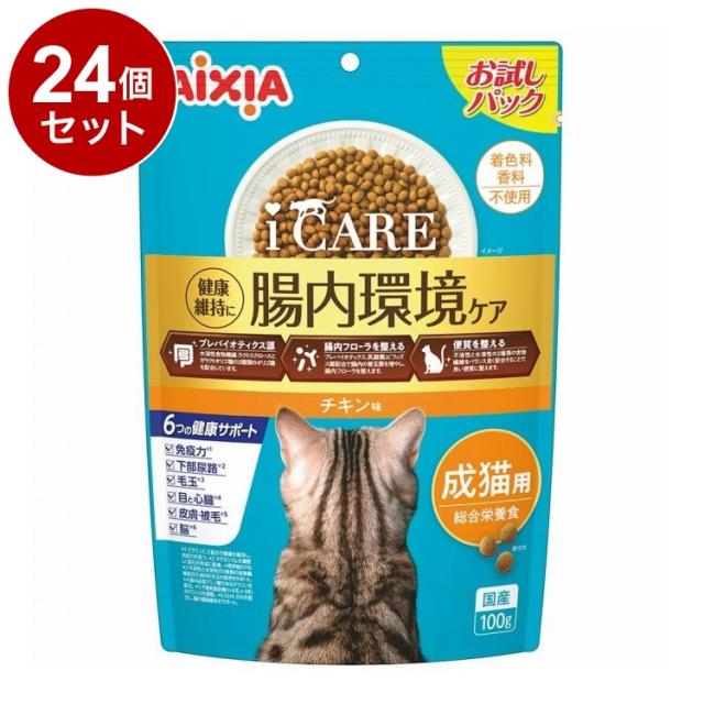 【24個セット】 アイシア i CARE キャットドライ 成猫用 チキン味 100g【送料無料】