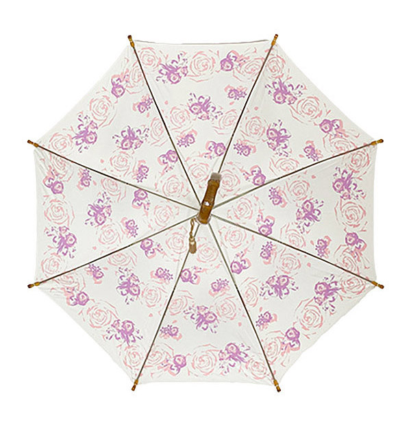 プレミアムホワイト 50長傘 エレガントローズ パープル 50cm 傘 かさ 日傘 UVカット 遮光 遮熱 レディース 女性用 紫外線 紫外線カット シルクプリント 折りたたみ(代引不可)【送料無料】 プレミアムホワイト 50長傘 エレガントローズ パープル 50cm 傘 かさ